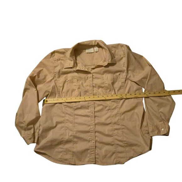 Chico's Size 3, Large Button Down Cotton/Nylon/Spandex Lightweight Neutral - Picture 5 of 5